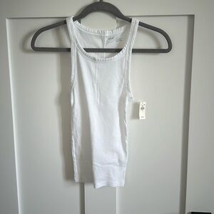 Aerie Women's XS Ribbed Racerback Tank Top Solid White Layering Under Shirt New